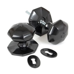 FROM THE ANVILĀ® Black Large Octagonal Mortice/Rim Knob Set