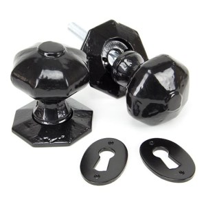 FROM THE ANVILĀ® Black Octagonal Mortice/Rim Knob Set