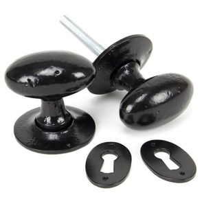 FROM THE ANVILĀ® Black Oval Mortice/Rim Knob Set