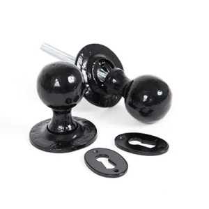 FROM THE ANVILĀ® Black Round Mortice/Rim Knob Set