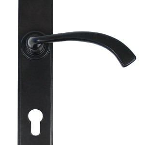 FROM THE ANVILĀ® Black Gothic Curved Lever Espag. Lock Set