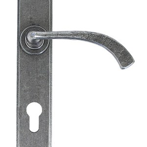 FROM THE ANVILĀ® Pewter Gothic Curved Lever Espag. Lock Set