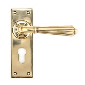 FROM THE ANVIL® Aged Brass Hinton Lever Euro Lock Set