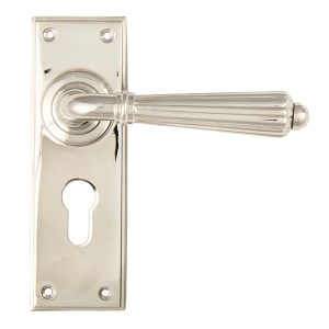 FROM THE ANVIL® Polished Nickel Hinton Lever Euro Lock Set