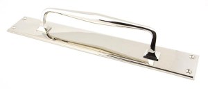 FROM THE ANVILĀ® Polished Nickel 425mm Art Deco Pull Handle on Backplate