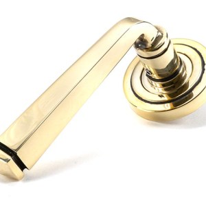 FROM THE ANVILĀ® Aged Brass Avon Round Lever on Rose Set (Art Deco)