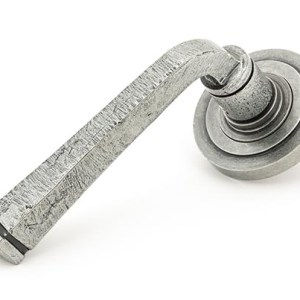 FROM THE ANVILĀ® Pewter Avon Round Lever on Rose Set (Art Deco)