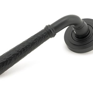 FROM THE ANVILĀ® Matt Black Hammered Newbury Lever on Rose Set (Art Deco)