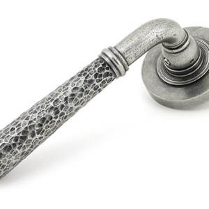 FROM THE ANVILĀ® Pewter Hammered Newbury Lever on Rose Set (Plain)