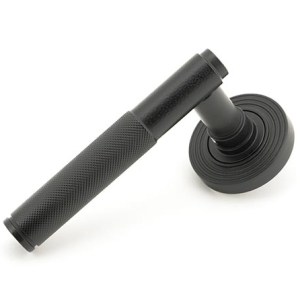 FROM THE ANVILĀ® Matt Black Brompton Lever on Rose Set (Beehive)