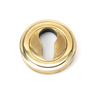 FROM THE ANVILĀ® Aged Brass Round Euro Escutcheon (Art Deco)