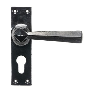 FROM THE ANVIL® Black Straight Lever Euro Lock Set