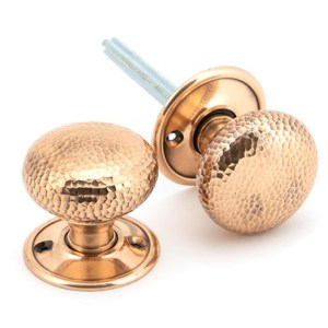 FROM THE ANVIL® Polished Bronze Hammered Mushroom Mortice/Rim Knob Set