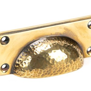 FROM THE ANVILĀ® Aged Brass Hammered Art Deco Drawer Pull