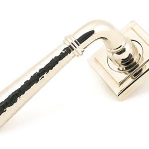 FROM THE ANVILĀ® Polished Nickel Hammered Newbury Lever on Rose Set (Square)