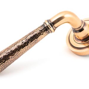 FROM THE ANVILĀ® Polished Bronze Hammered Newbury Lever on Rose Set (Art Deco)