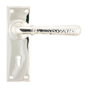 FROM THE ANVIL® Polished Nickel Hammered Newbury Lever Lock Set