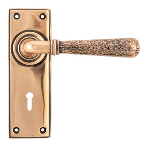 FROM THE ANVIL® Polished Bronze Hammered Newbury Lever Lock Set