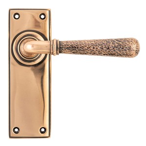 FROM THE ANVIL® Polished Bronze Hammered Newbury Lever Latch Set