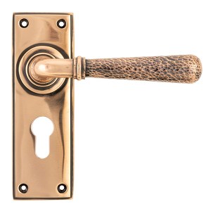 FROM THE ANVILĀ® Polished Bronze Hammered Newbury Lever Euro Lock Set