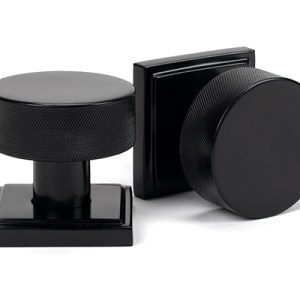 FROM THE ANVILĀ® Black Brompton Mortice/Rim Knob Set (Square)