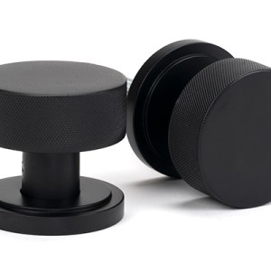FROM THE ANVILĀ® Matt Black Brompton Mortice/Rim Knob Set (Art Deco)