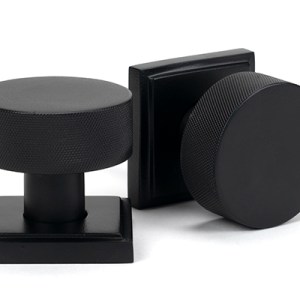 FROM THE ANVILĀ® Matt Black Brompton Mortice/Rim Knob Set (Square)