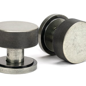 FROM THE ANVILĀ® Pewter Brompton Mortice/Rim Knob Set (Art Deco)