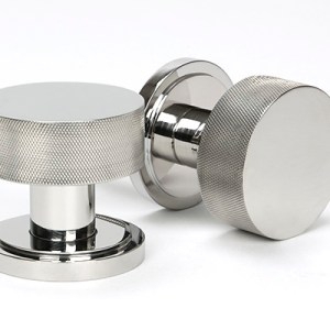 FROM THE ANVILĀ® Polished Marine SS (316) Brompton Mortice/Rim Knob Set (Art Deco)