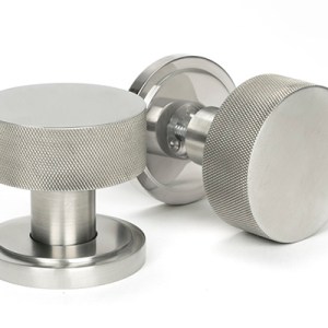 FROM THE ANVILĀ® Satin Marine SS (316) Brompton Mortice/Rim Knob Set (Art Deco)