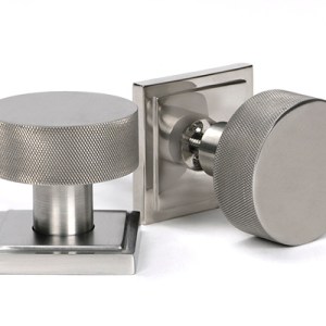 FROM THE ANVILĀ® Satin Marine SS (316) Brompton Mortice/Rim Knob Set (Square)