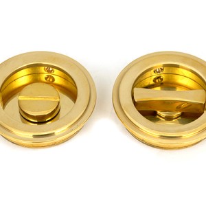 FROM THE ANVILĀ® Polished Brass 60mm Art Deco Round Pull - Privacy Set