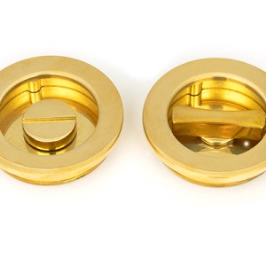 FROM THE ANVILĀ® Polished Brass 60mm Plain Round Pull - Privacy Set