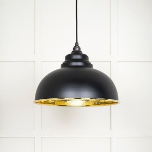 FROM THE ANVILĀ® Hammered Brass Harborne Pendant in Elan Black