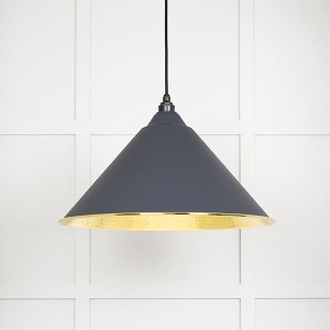 FROM THE ANVILĀ® Hammered Brass Hockley Pendant in Slate