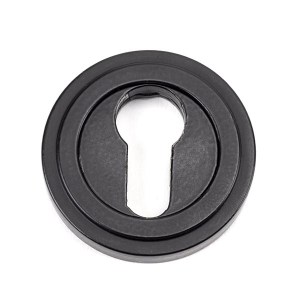 FROM THE ANVILĀ® Matt Black Round Euro Escutcheon (Art Deco)