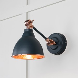 FROM THE ANVILĀ® Hammered Copper Brindley Wall Light in Soot