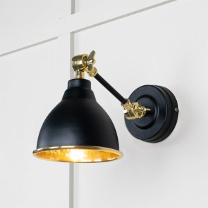 FROM THE ANVILĀ® Hammered Brass Brindley Wall Light in Elan Black