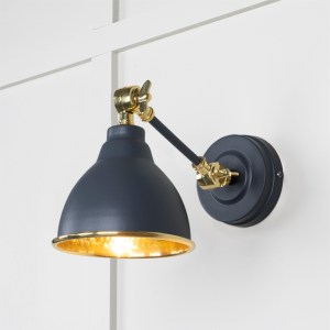 FROM THE ANVILĀ® Hammered Brass Brindley Wall Light in Slate