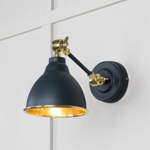 FROM THE ANVILĀ® Hammered Brass Brindley Wall Light in Soot