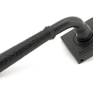 FROM THE ANVILĀ® Matt Black Hammered Newbury Lever on Rose Set (Square) - Unsprung
