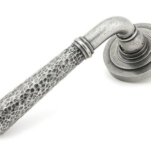 FROM THE ANVILĀ® Pewter Hammered Newbury Lever on Rose Set (Art Deco) - Unsprung