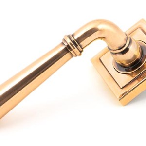 FROM THE ANVILĀ® Polished Bronze Newbury Lever on Rose Set (Square) - Unsprung
