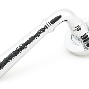 FROM THE ANVILĀ® Polished Chrome Hammered Newbury Lever on Rose Set (Plain) - Unsprung
