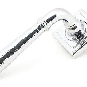 FROM THE ANVILĀ® Polished Chrome Hammered Newbury Lever on Rose Set (Square) - Unsprung