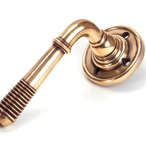 FROM THE ANVIL® Polished Bronze Reeded Lever on Rose Set - Unsprung