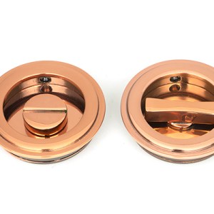 FROM THE ANVILĀ® Polished Bronze 60mm Art Deco Round Pull - Privacy Set