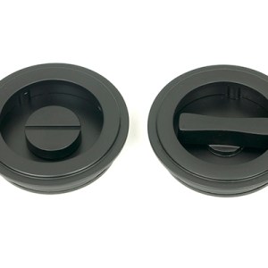 FROM THE ANVILĀ® Matt Black 60mm Art Deco Round Pull - Privacy Set