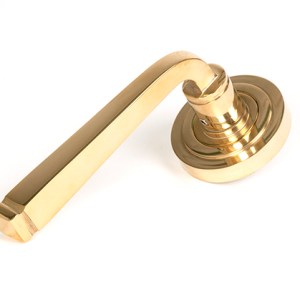 FROM THE ANVILĀ® Polished Brass Avon Round Lever on Rose Set (Art Deco)