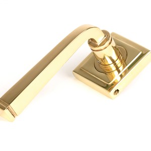 FROM THE ANVILĀ® Polished Brass Avon Round Lever on Rose Set (Square) - Unsprung